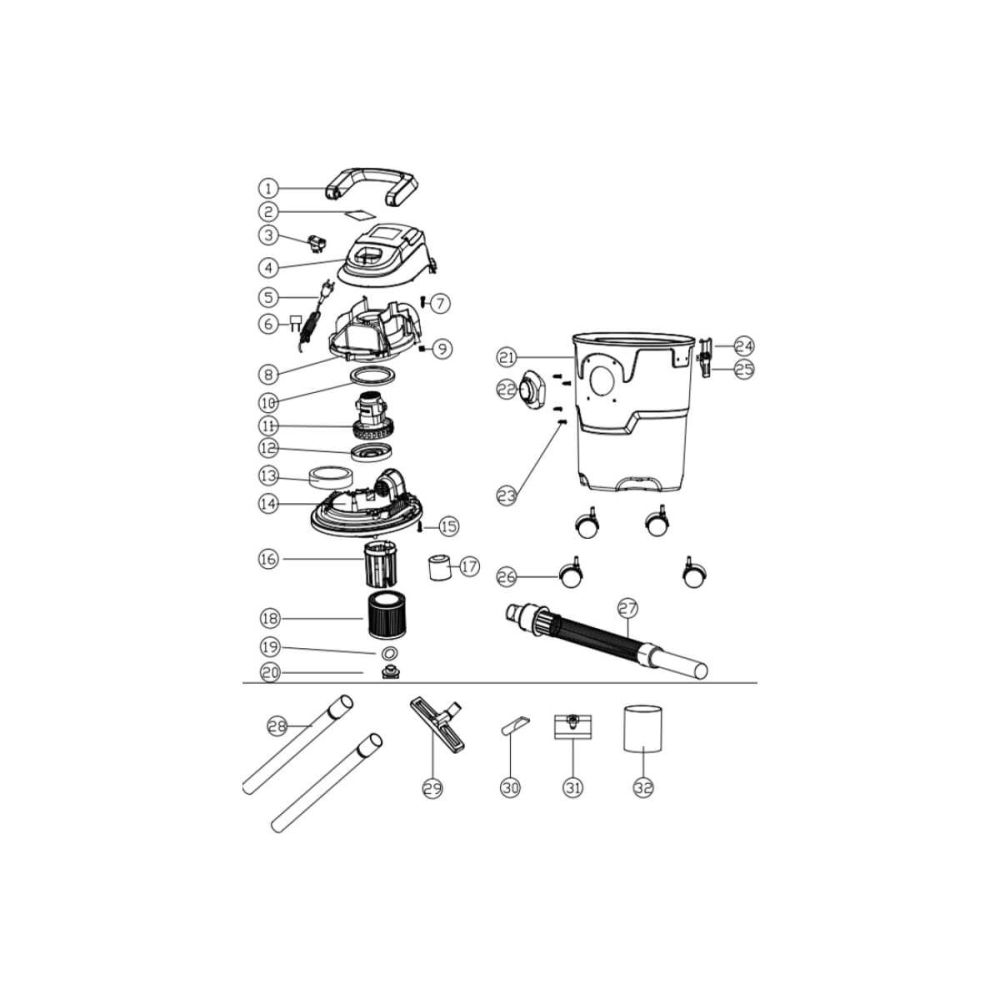 Пылесос REDVERG, 1000 Вт, 15 л, RD-VC1000-15P