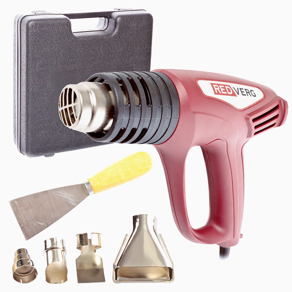 Фен строительный REDVERG, 2000 Вт, 350-550 л/мин, в кейсе, RD-HG2000D