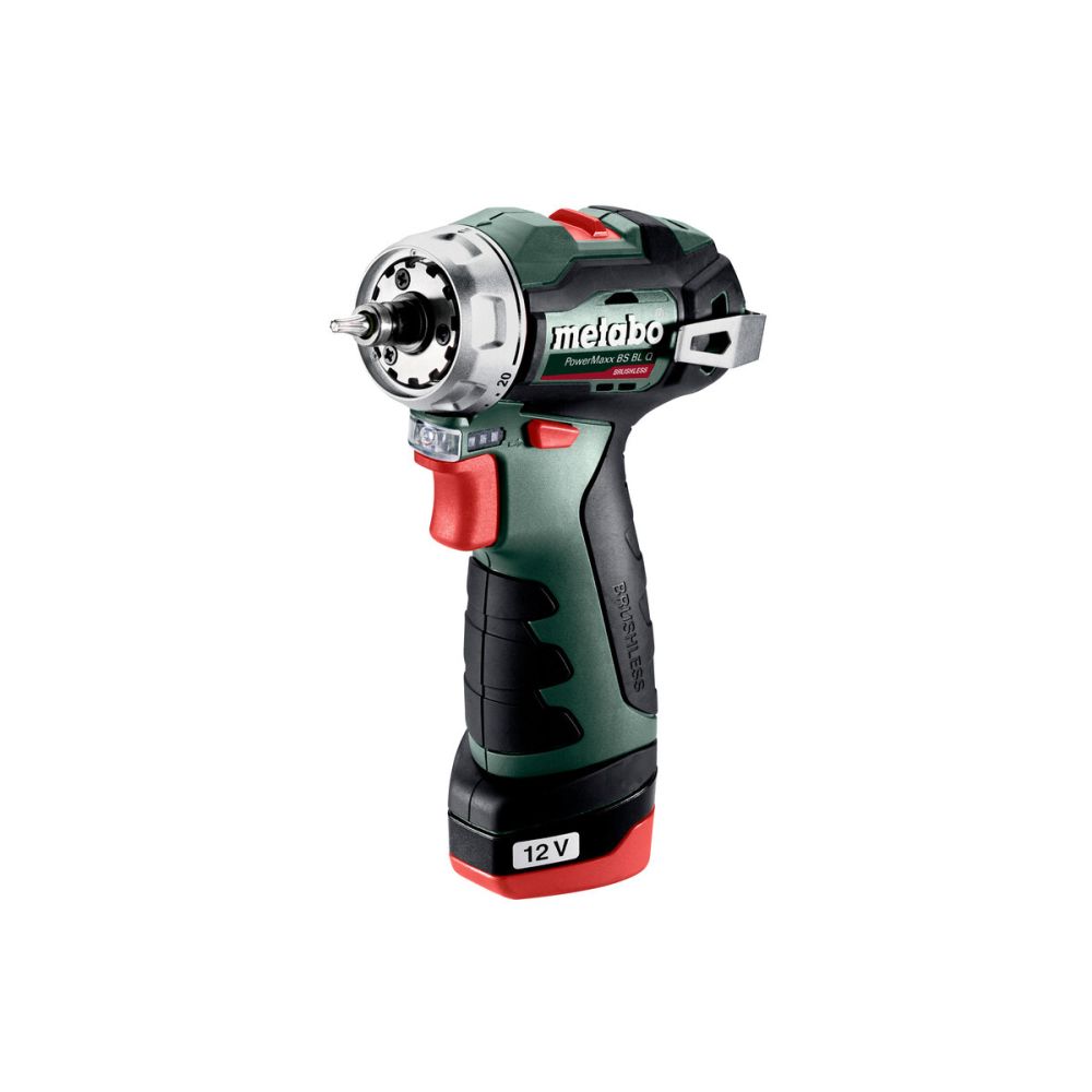 Аккумуляторная дрель-шуруповерт Metabo PowerMaxx BS BL Q, без патрона, 12 В, с 2 АКБ 2 Ач и ЗУ, в кейсе, T03490