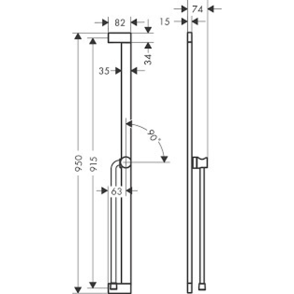 Душевая штанга hansgrohe Unica S Puro 90 см со слайдером и шлангом Isiflex 24405700, матовый белый