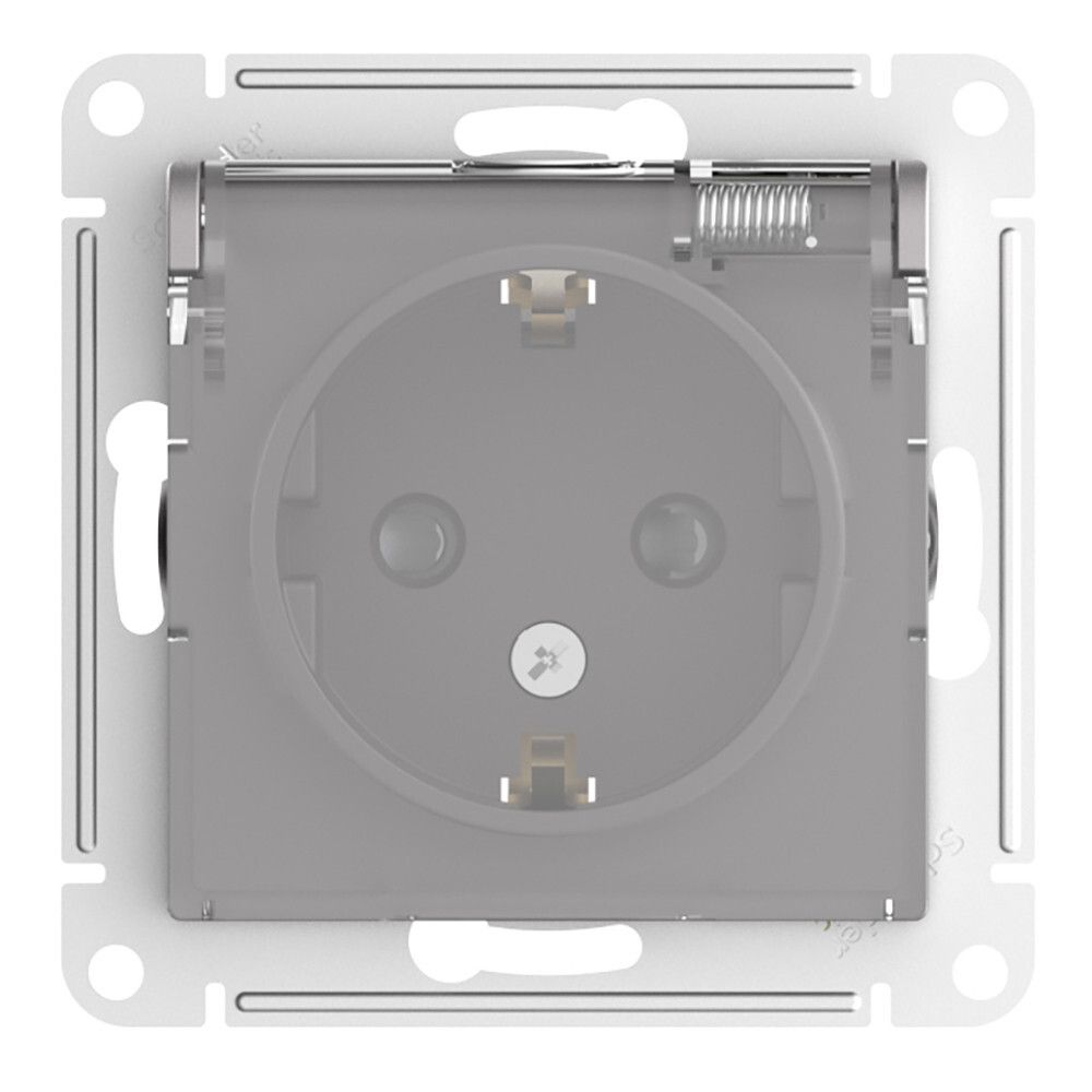 Розетка с заземлением со шторками 16А Systeme Electric (Schneider Electric) AtlasDesign Aqua, алюминий ATN440346
