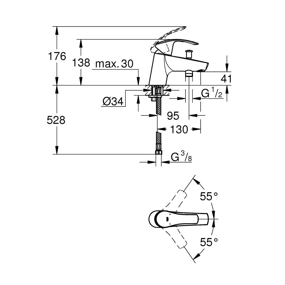 Смеситель для ванны GROHE Eurosmart, хром (33412002)