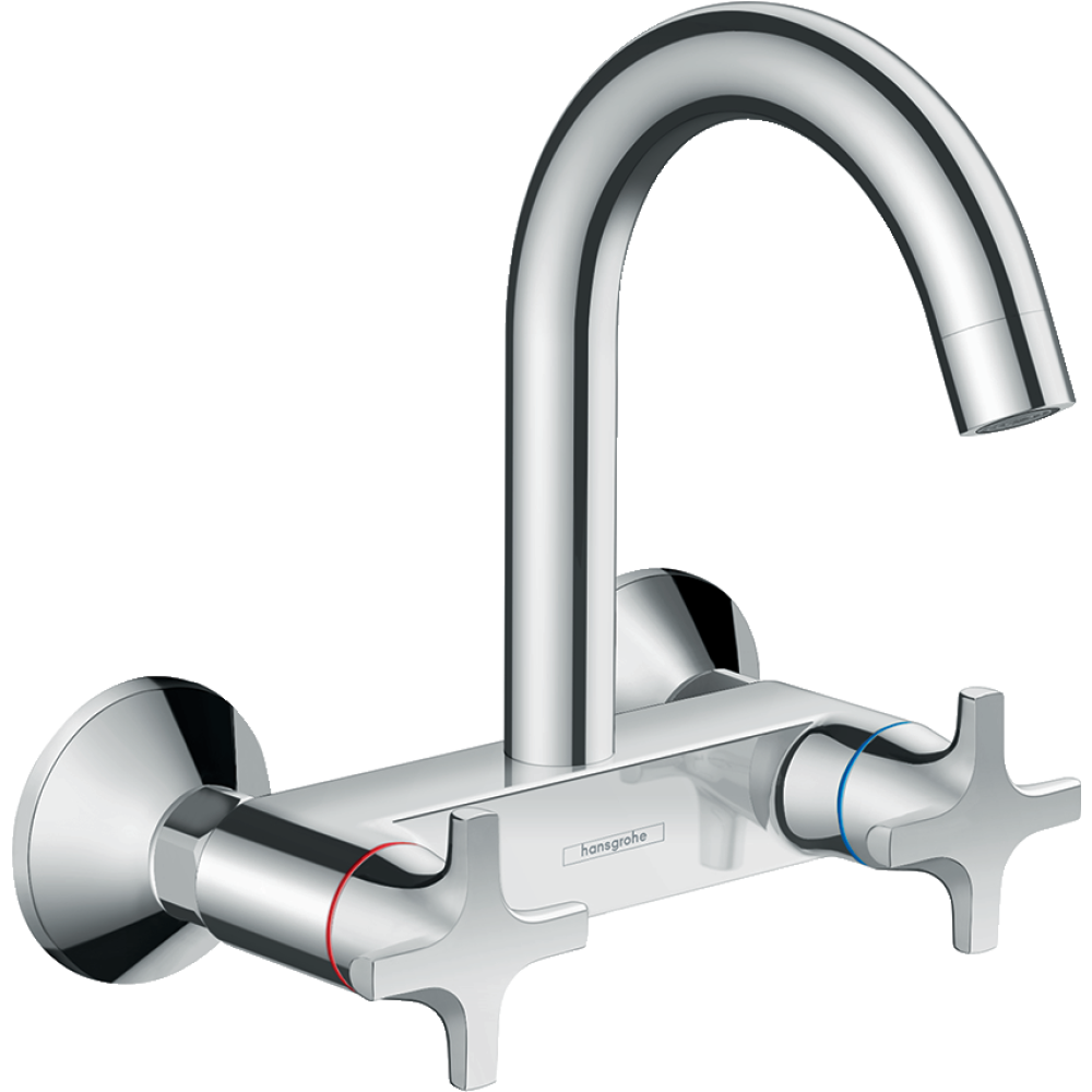 Смеситель для кухонной мойки hansgrohe Logis M32 настенный внешнего монтажа, двухвентильный 71286000, хром
