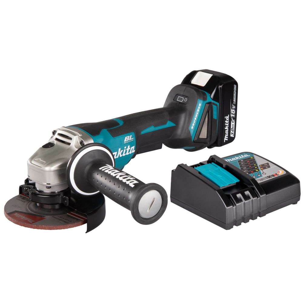 Аккумуляторная угловая шлифмашина Makita DGA508, 18 В, 125 мм, 8500 об/мин, с АКБ 3 Ач и ЗУ (DGA508P1Z)