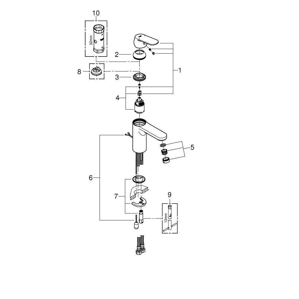 Смеситель для раковины GROHE Eurosmart Cosmopolitan, M-size, хром (23326000)