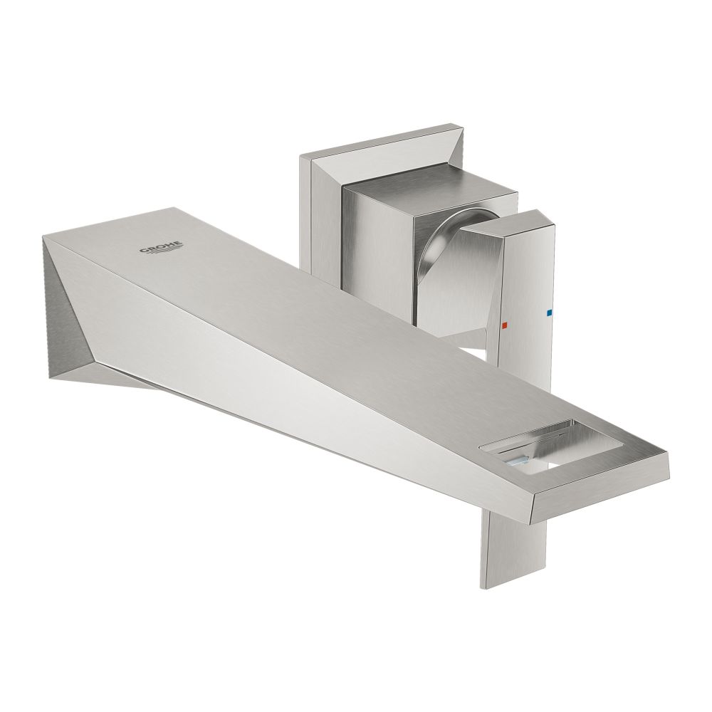 Внешняя часть смесителя для раковины GROHE Allure Brilliant настенного монтажа на 2 отверстия, вынос 210 мм, суперсталь (19783DC0)