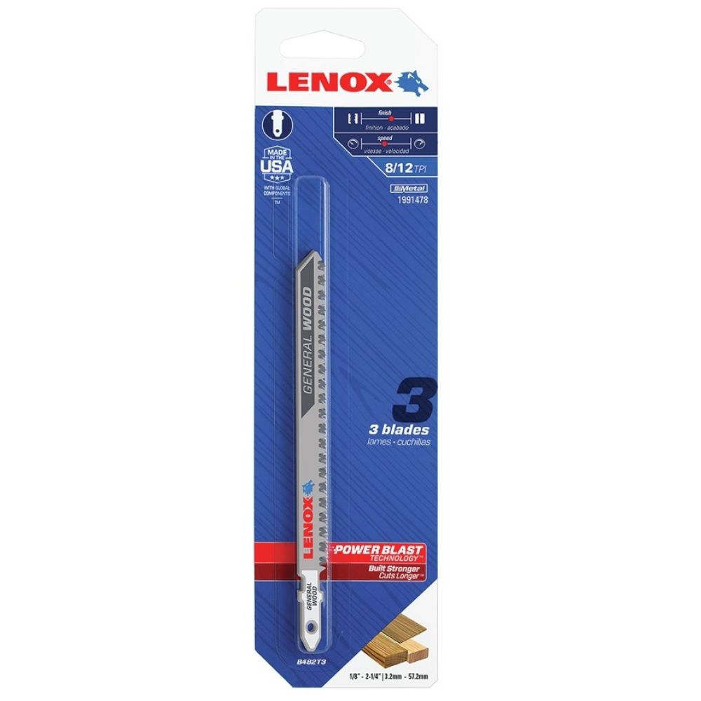 Пилка для лобзика Lenox® 1991478, по дереву, B482T, 114мм, 3 шт