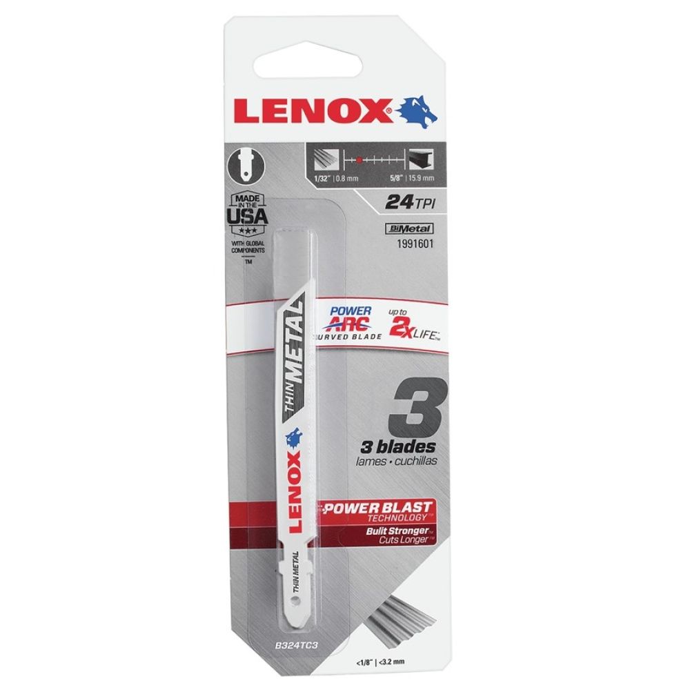 Пилка для лобзика Lenox®Power ARC® 1991601, по металлу, B324TC, 92мм, 3шт