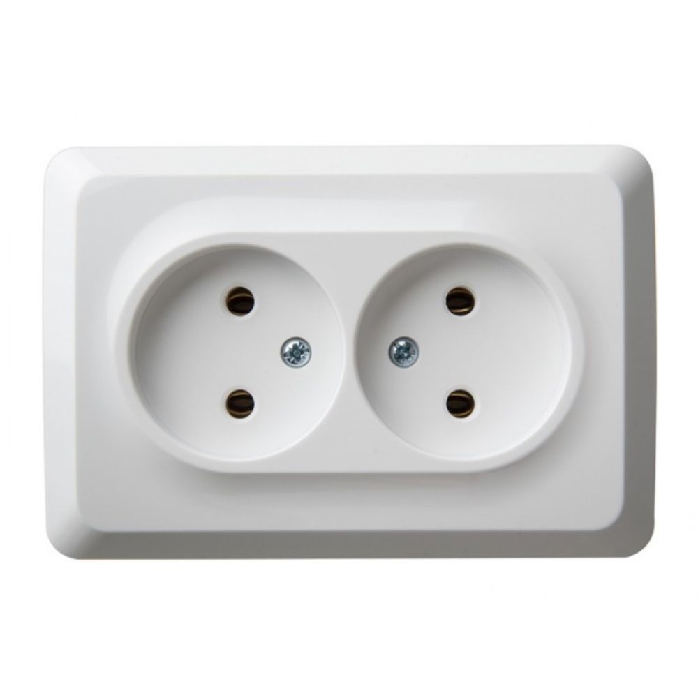 Розетка двойная без заземления 16А Systeme Electric (Schneider Electric) Etude, белый PC16-105B