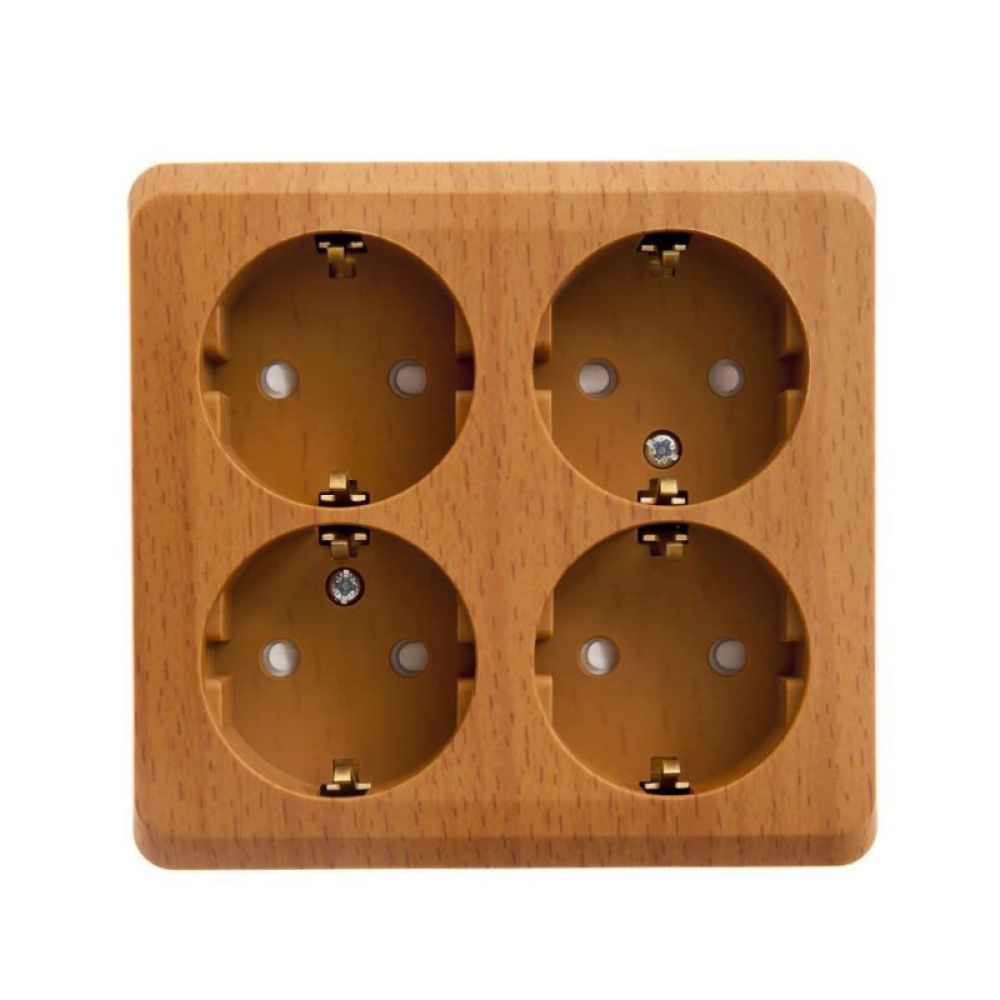 Розетка четырехместная с заземлением со шторками 16А Systeme Electric (Schneider Electric) Etude, бук PA16-208T