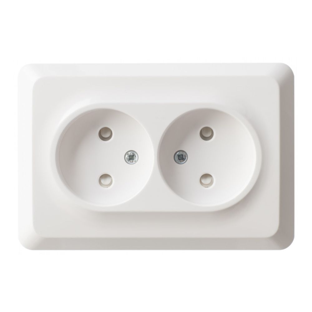 Розетка двойная без заземления со шторками 16А Systeme Electric (Schneider Electric) Etude, белый PC16-106B