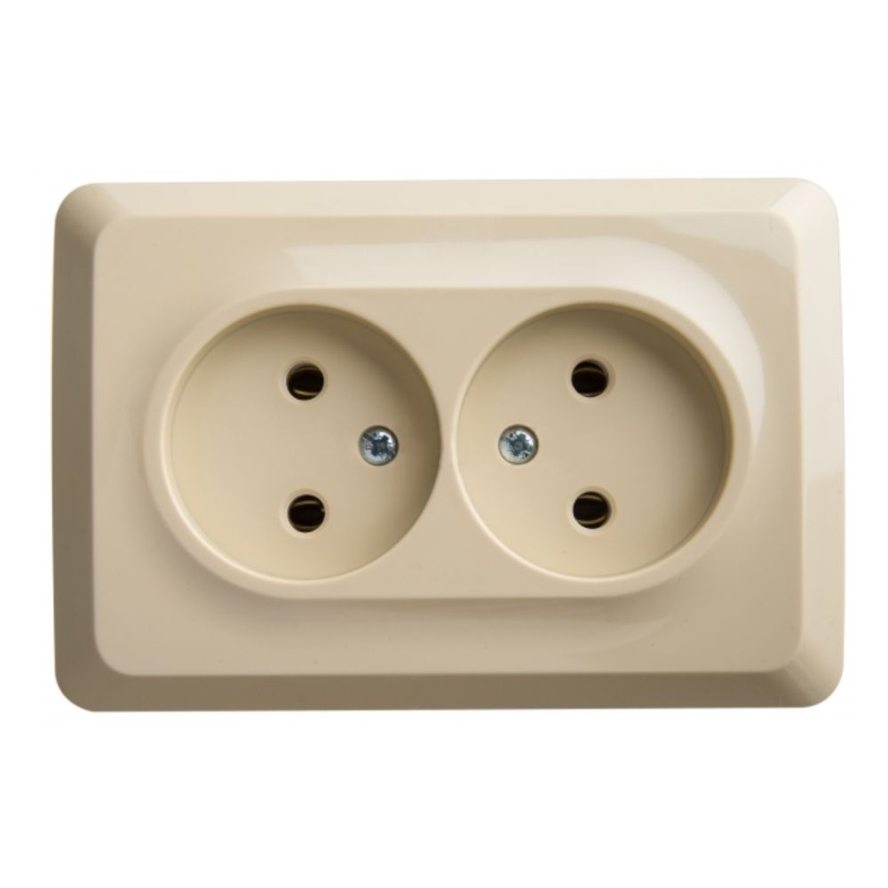 Розетка двойная без заземления 16А Systeme Electric (Schneider Electric) Etude, кремовый PC16-105K