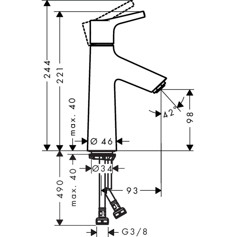 Смеситель для раковины hansgrohe Talis S 100, без сливного гарнитура 72021000, хром