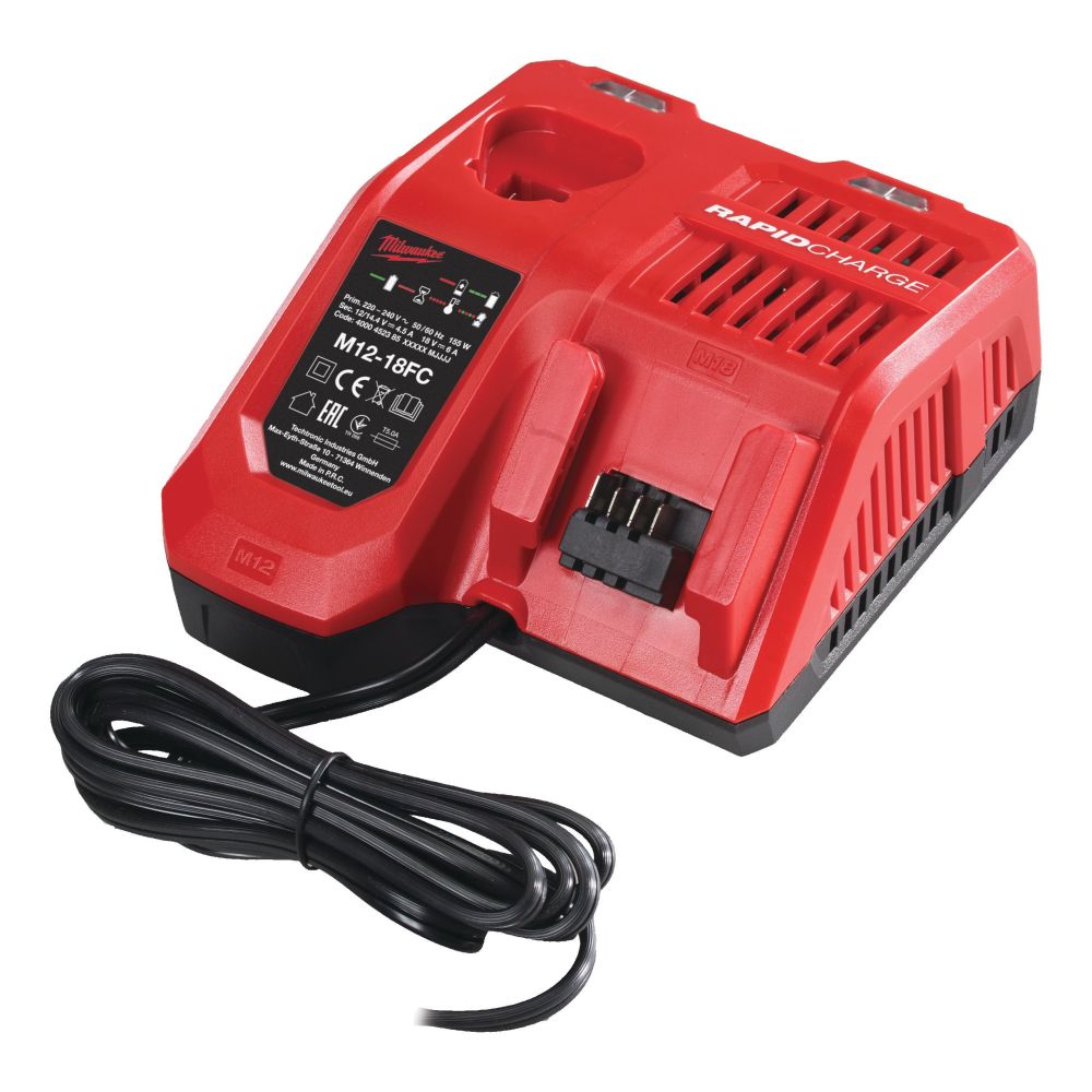 Быстрое зарядное устройство Milwaukee M12-18 FC, двойное, 12/14.4/18 В, 1x4.5 А, 1x6 А, 4932451079