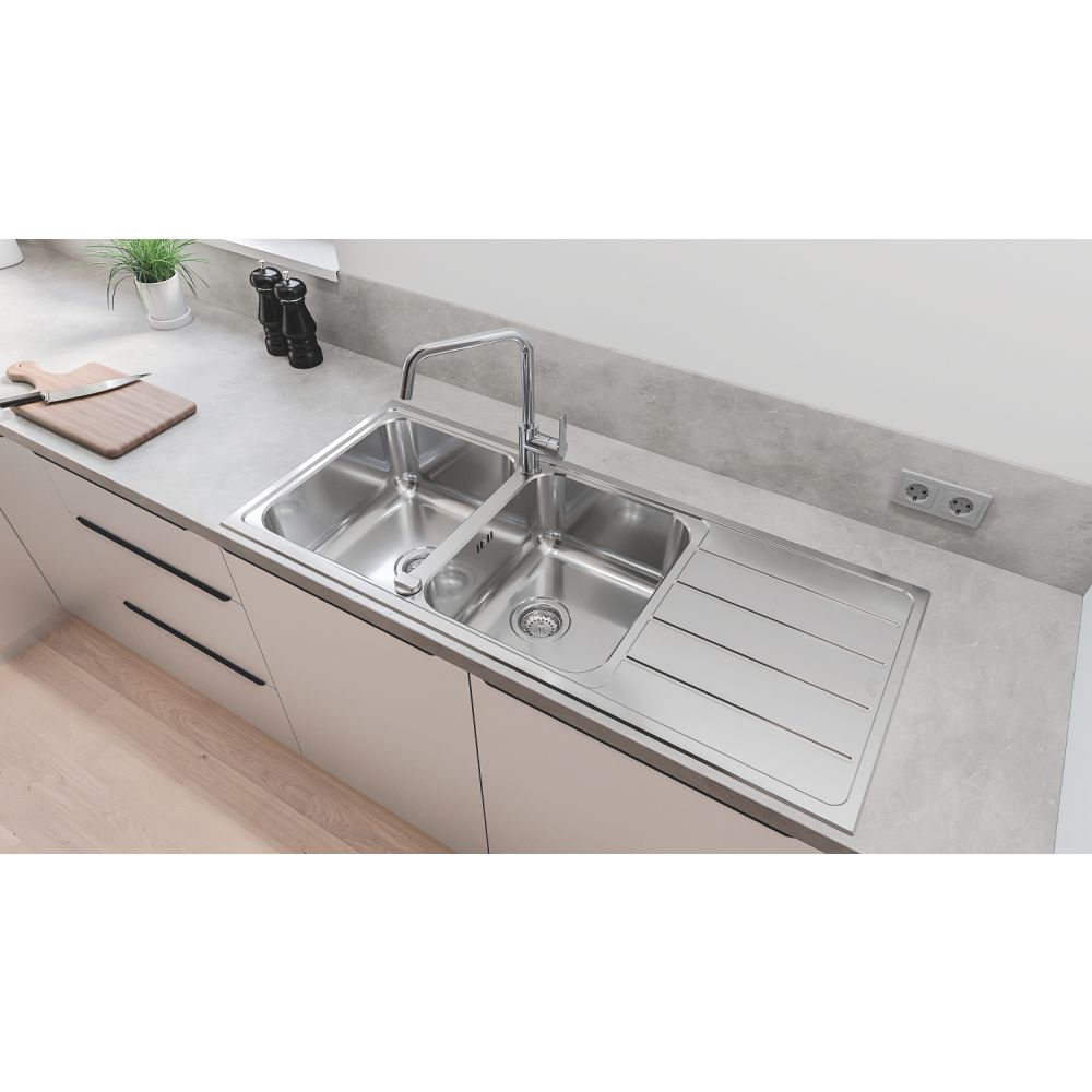 Мойка GROHE K500 с корзинчатым вентилем, нержавеющая сталь (31588SD1)