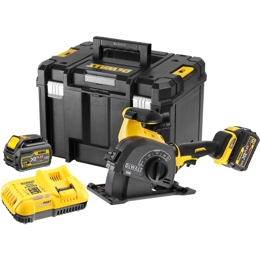Аккумуляторный штроборез DEWALT DCG200T2, 54 В, 125 мм, 9000 об/мин, с 2 АКБ 2 Ач и ЗУ, в кейсе TSTAK (DCG200T2-QW)