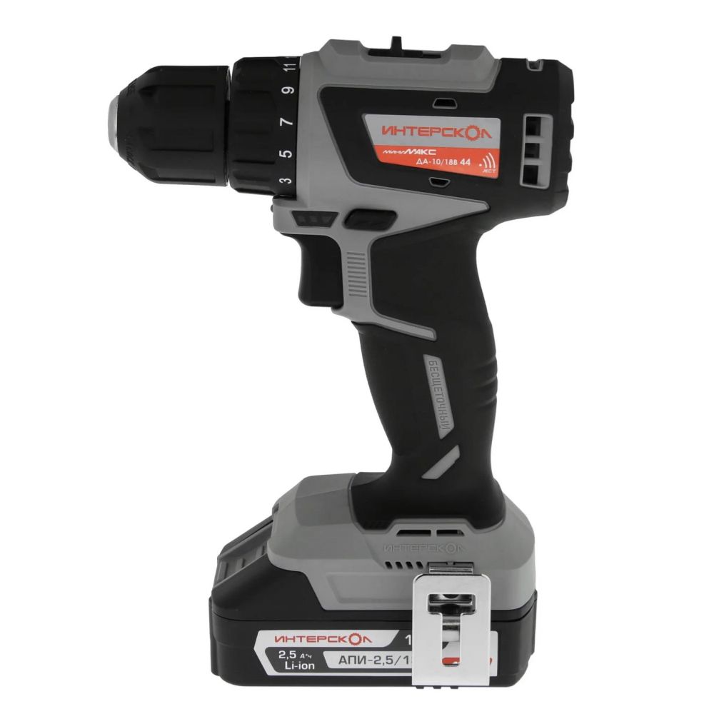 Аккумуляторная дрель-шуруповерт ИНТЕРСКОЛ МиниМАКС ДА-10/18В 44, 18 В, 1650 об/мин, с 2 АКБ 2.5 Ач и ЗУ, в кейсе (759.2.2.45)
