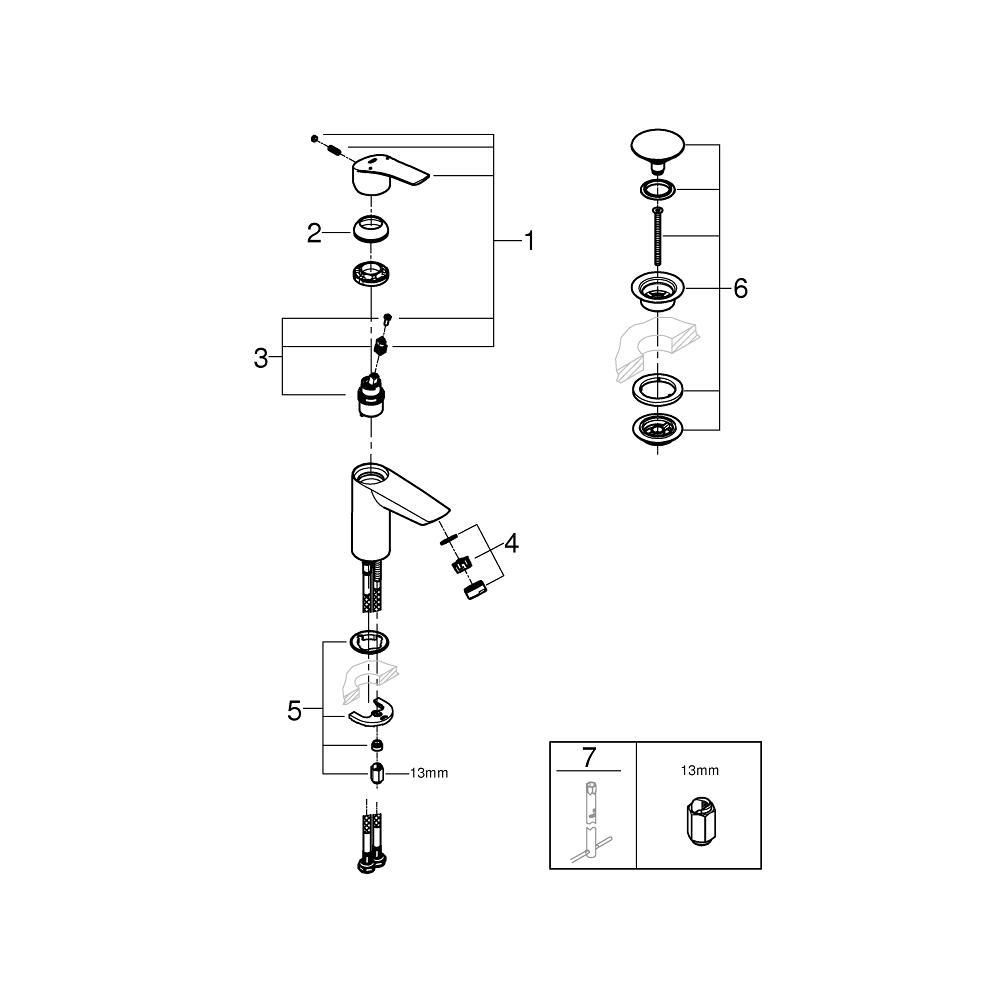 Смеситель для раковины GROHE Eurosmart S-size, хром (23922003)