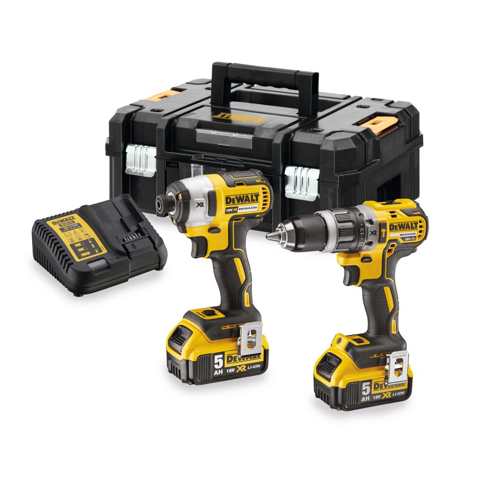 Набор аккумуляторный DEWALT, 18 В: ударная дрель-шуруповерт DCD796 и ударный шуруповерт DCF887, с 2 АКБ 5 Ач и ЗУ, в кейсе TSTAK, DCK266P2T