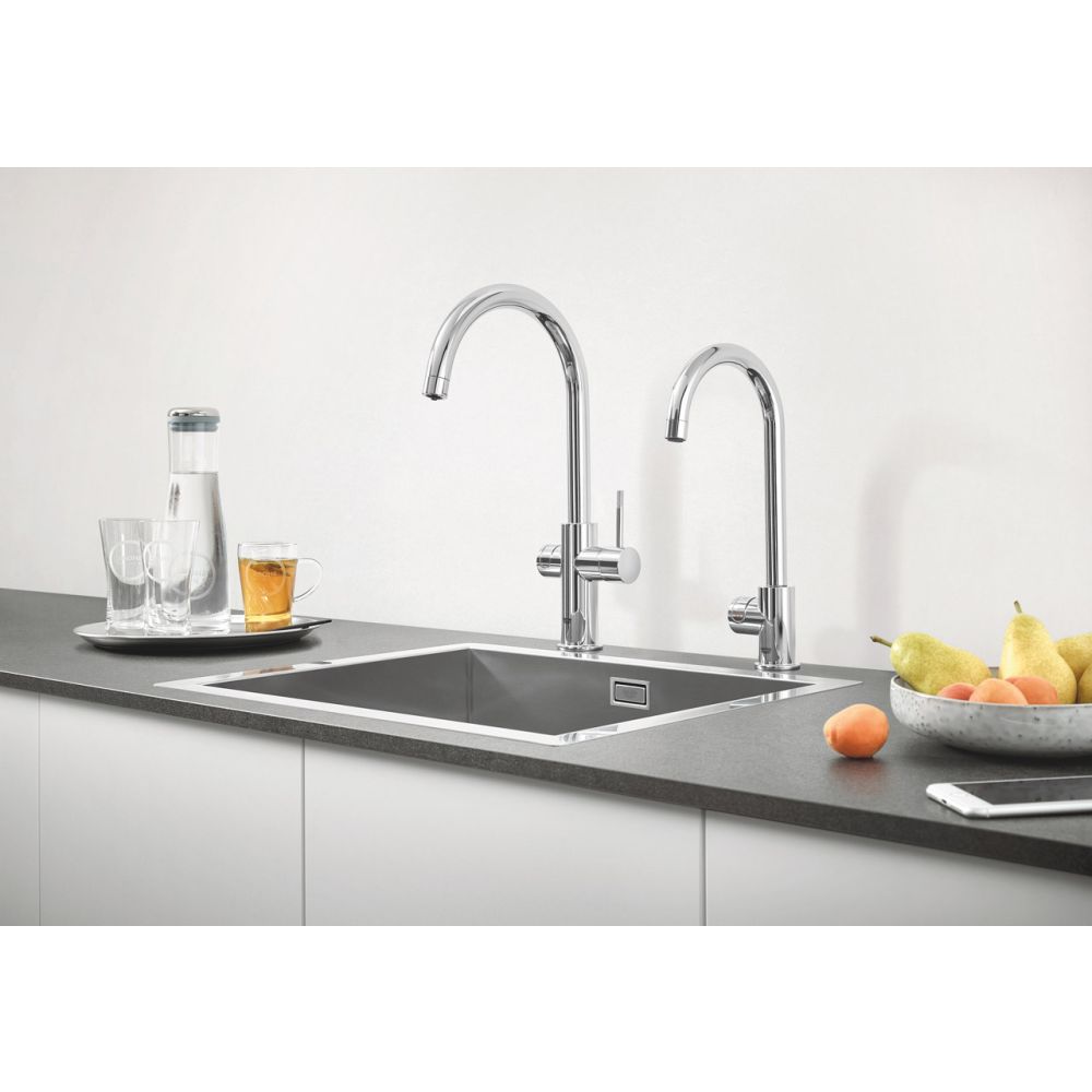 Смеситель для кухонной мойки GROHE Blue Professional с системой фильтрации, охлаждения и газирования воды, хром (31607002)
