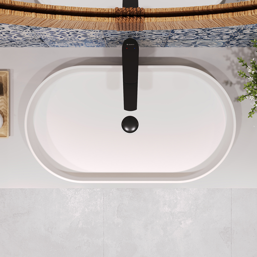 Раковина накладная Aqueduto ESPIRAL, овальная 390*600, белый матовый (ESP0220)