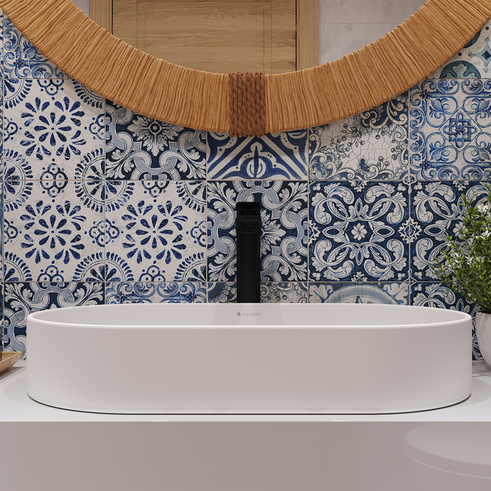 Раковина накладная Aqueduto ESPIRAL, овальная 390*600, белый матовый (ESP0220)