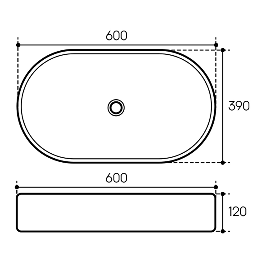 Раковина накладная Aqueduto ESPIRAL, овальная 390*600, белый матовый (ESP0220)