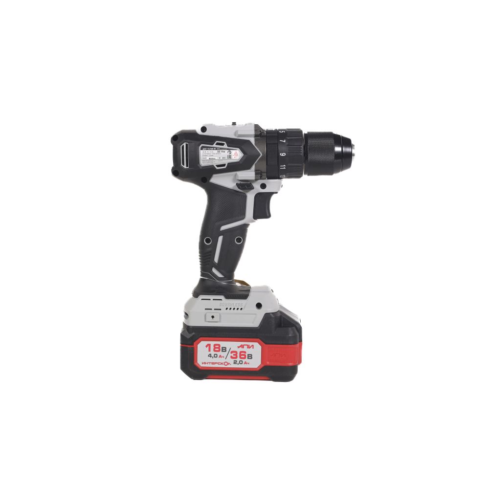 Дрель-шуруповерт ИНТЕРСКОЛ ДАУ-13/36В 50, 36 В, 1700 об/мин, 25500 уд/мин, с 2 АКБ 2 Ач и ЗУ, в кейсе (850.2.2.70)