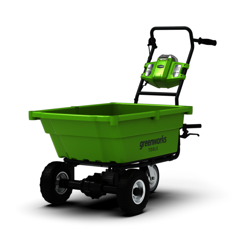 Садовая тележка самоходная Greenworks, 40V, 106 л, с 1хАКБ 4 Ач и ЗУ, 7400007UB