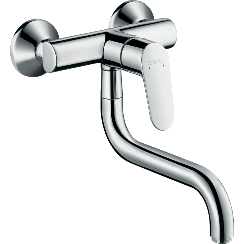 Смеситель для кухонной мойки hansgrohe Focus M41, настенный внешнего монтажа, с поворотным изливом 31825000, хром