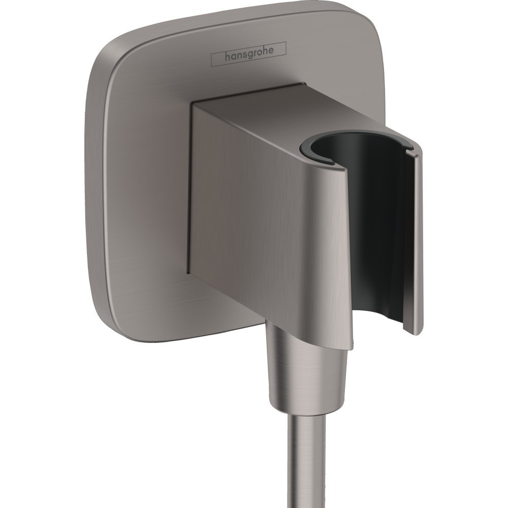 Шланговое подключение hansgrohe FixFit Porter Q с держателем для душа 26887340, шлифованный черный хром