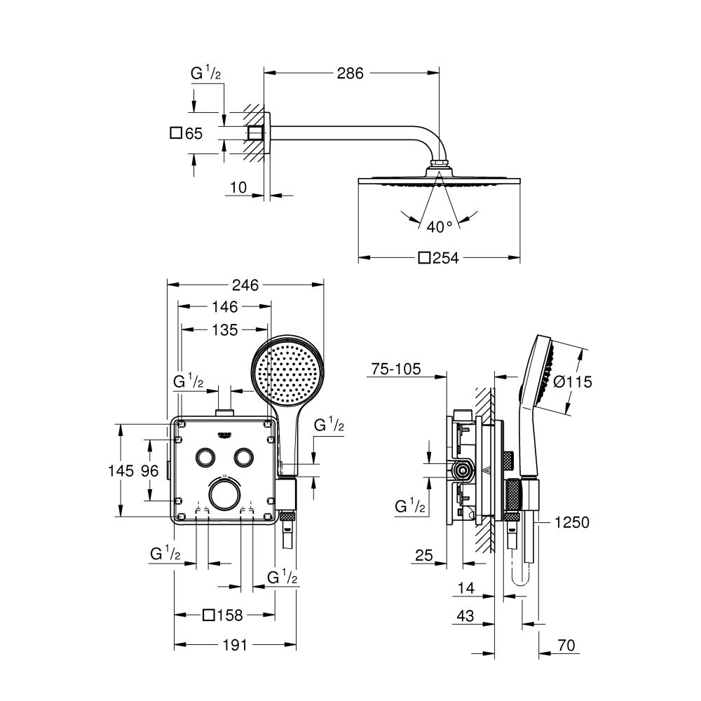 Душевая система GROHE Grohtherm SmartControl, скрытого монтажа, хром (34742000)