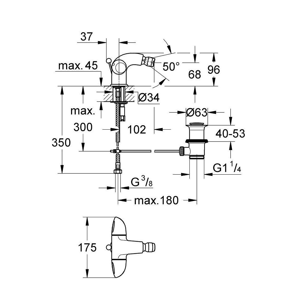 Смеситель для биде GROHE Aria, хром (24030000)