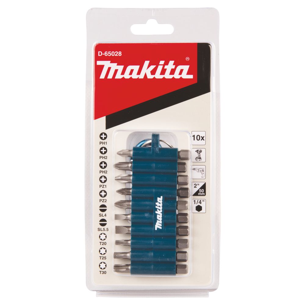 Набор насадок Makita 10 шт. подвесной (в резиновом холдере с карабином), D-65028