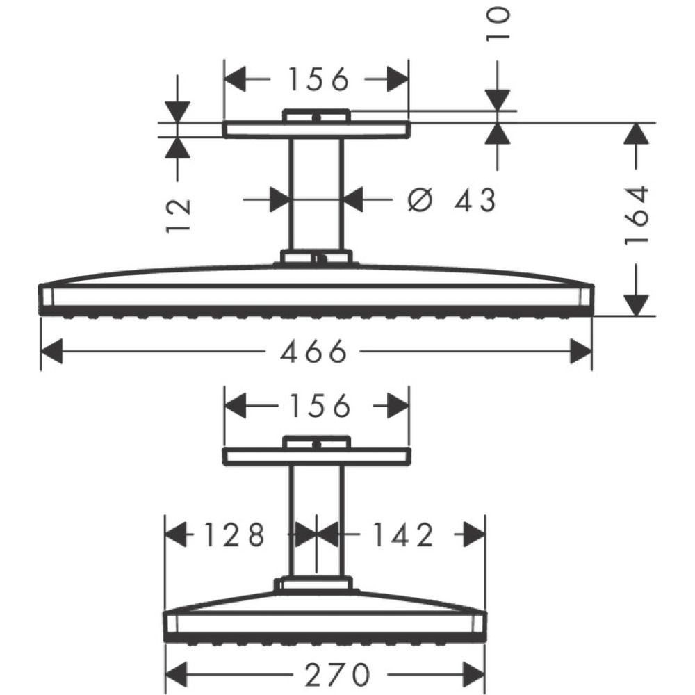 Верхний душ hansgrohe Rainmaker Select 460 1jet с потолочным кронштейном скрытого монтажа 24002600, черный/хром