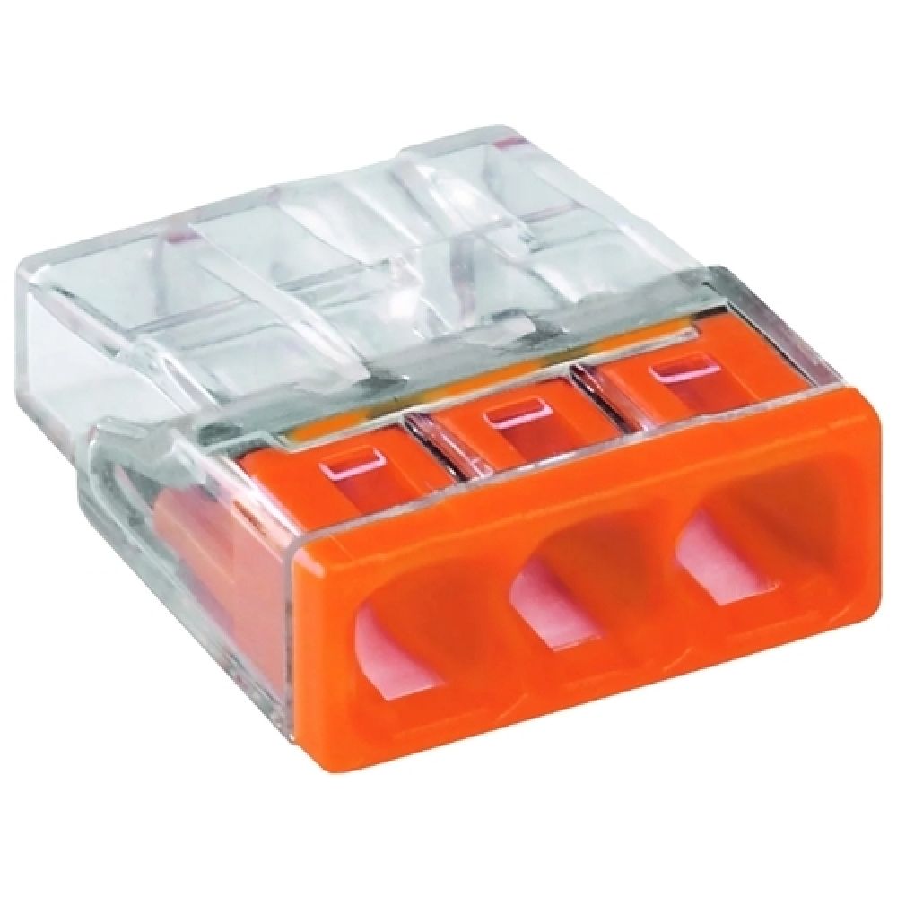 Клемма 3х(0.5-2.5мм) 3-х проводная для распределительной коробки (без п) WAGO 2273-203 (упаковка 100шт)