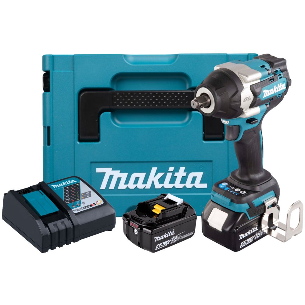 Аккумуляторный гайковерт Makita DTW700RT1J, 18 В, 1000 Нм, 2700 уд/мин, с 2 АКБ 5 Ач и ЗУ, в кейсе MakPac