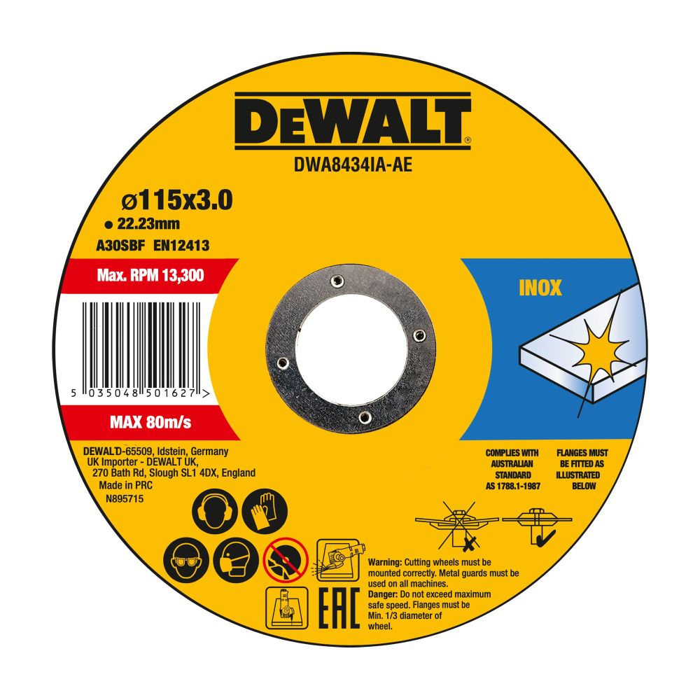 Диск отрезной DEWALT DWA8434IA, по металлу, 115х22.23х3 мм (DWA8434IA-AE)