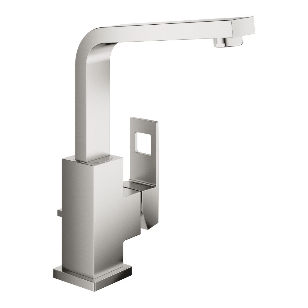 Смеситель для раковины GROHE Eurocube с донным клапаном и высоким изливом, суперсталь (23135DC0)