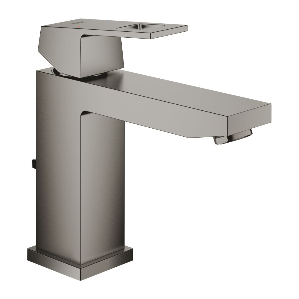 Смеситель для раковины GROHE Eurocube с донным клапаном, темный графит матовый (23445AL0)