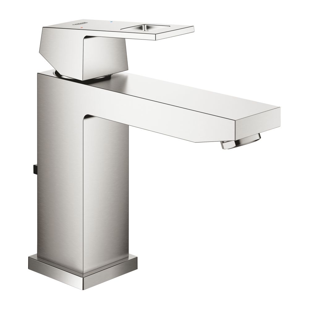 Смеситель для раковины GROHE Eurocube с донным клапаном, суперсталь (23445DC0)