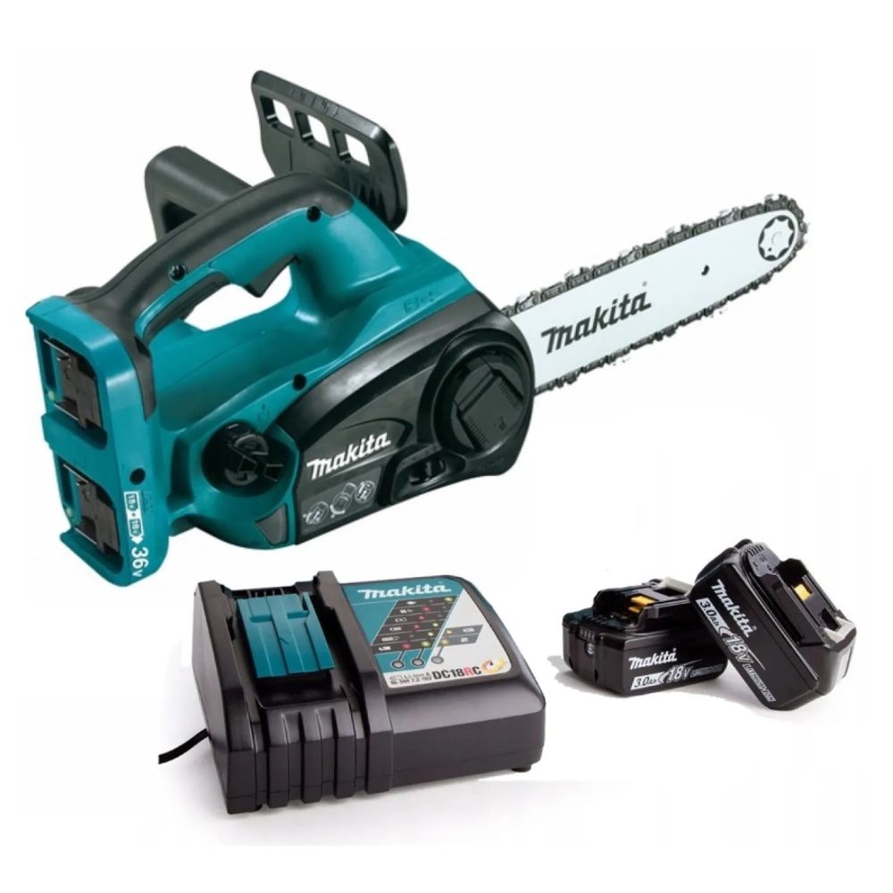 Аккумуляторная цепная пила Makita DUC302RF2, 2x18 В, 30 см, с 2 АКБ 3 Ач и ЗУ