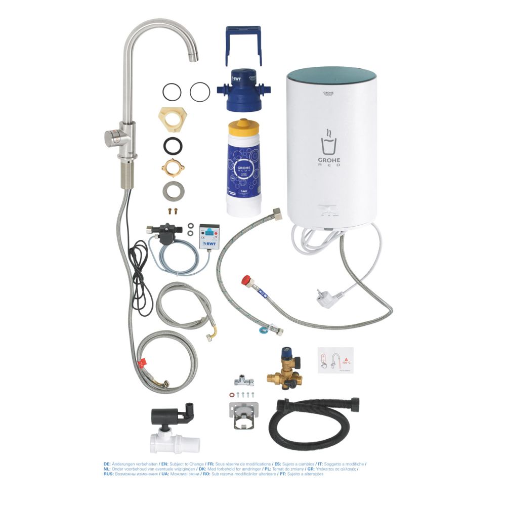 Смеситель для кухни GROHE Red Mono и бойлер Red M-size, суперсталь (30085DC1)