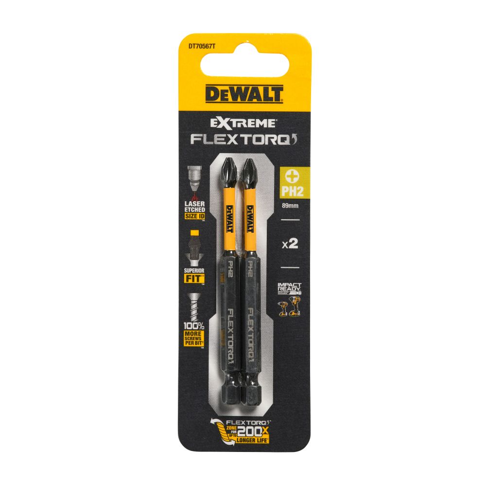 Бита DEWALT PH2, 89 мм, HEX, 2 шт. (DT70567T-QZ)