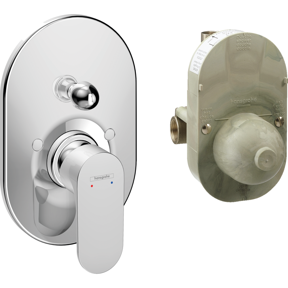 Смеситель для ванны hansgrohe Rebris S, скрытого монтажа, в комплекте с монтажной частью 72448000, хром