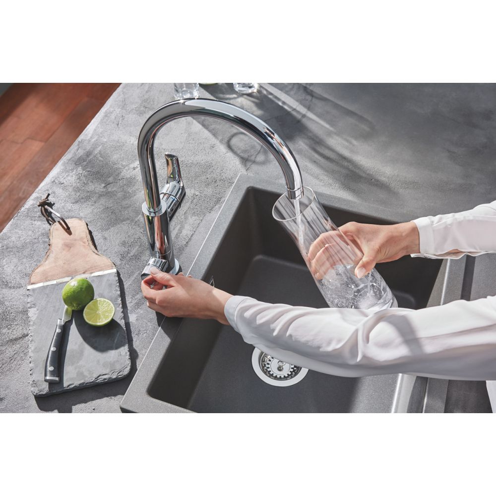 Смеситель для кухонной мойки GROHE Blue Pure Eurosmart с функцией фильтрации, с фильтром в комплекте, хром (30499000)