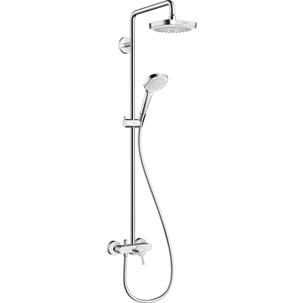 Душевая система hansgrohe Croma Select E 180 2jet со смесителем для душа 27258400, белый/хром