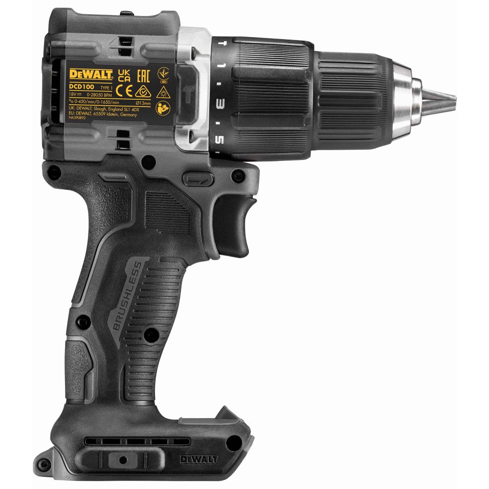 Ударная дрель-шуруповерт DEWALT DCD100D2T, 18 В, 1650 об/мин, 28050 уд/мин, с 2 АКБ 2 Ач и ЗУ, в кейсе TSTAK (DCD100D2T-QW)