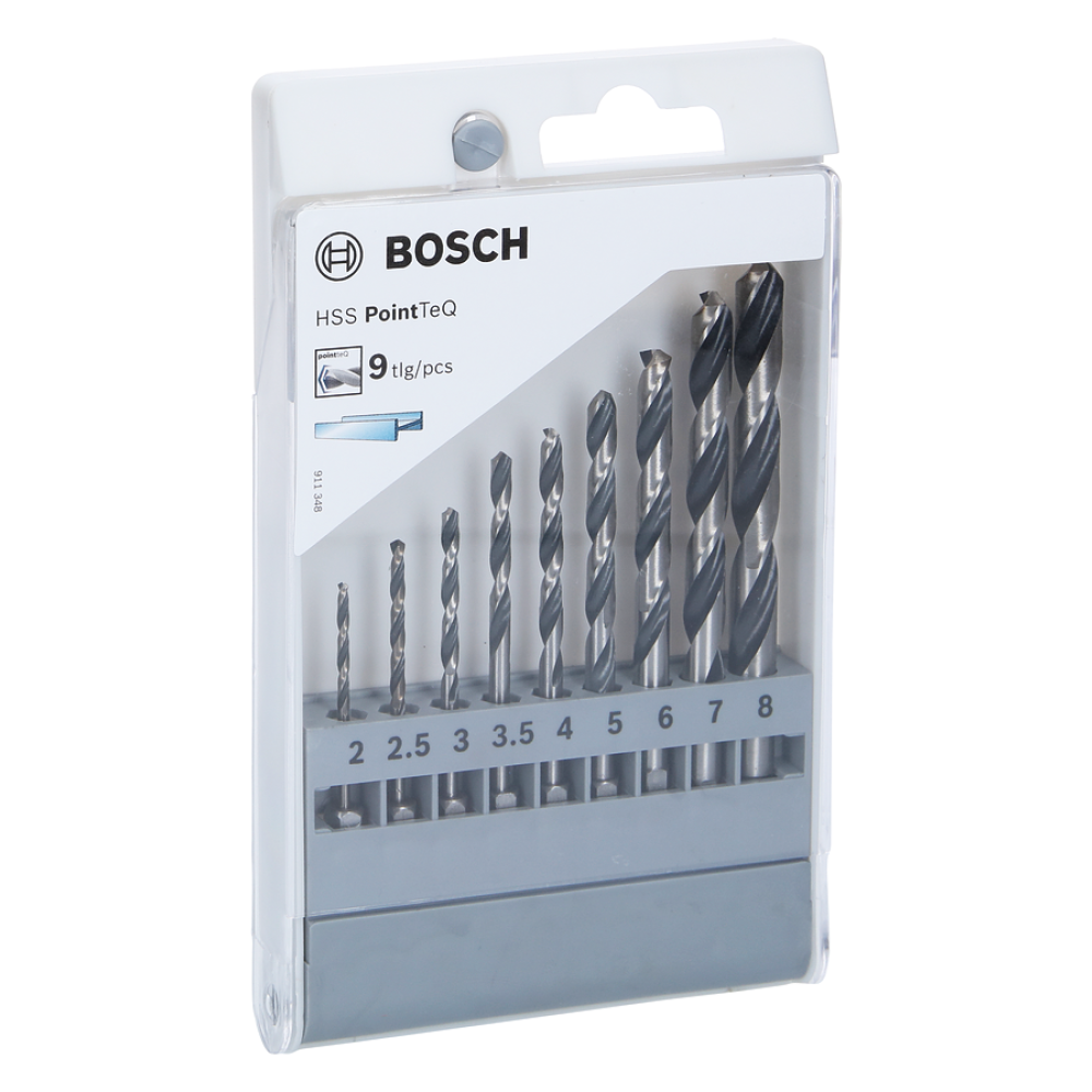Набор сверл по металлу Bosch HSS PointTeQ 2607002826, 9 шт.