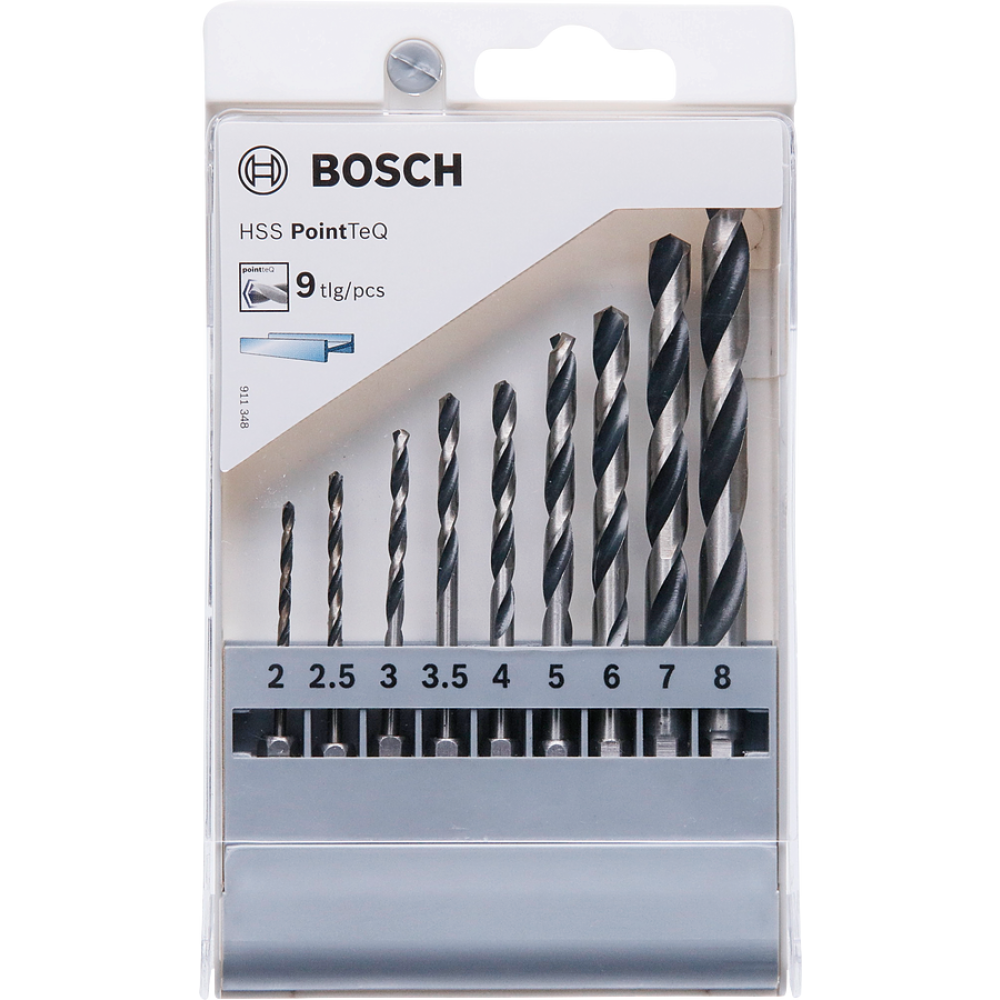 Набор сверл по металлу Bosch HSS PointTeQ 2607002826, 9 шт.